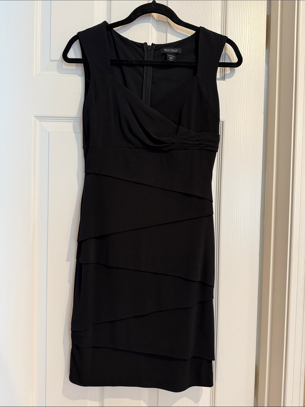 White House Black Market Black Sleeveless Layered Sheath Dress